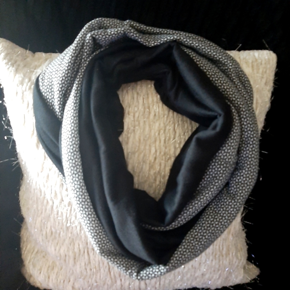 Large Black & White print scarf sold on title